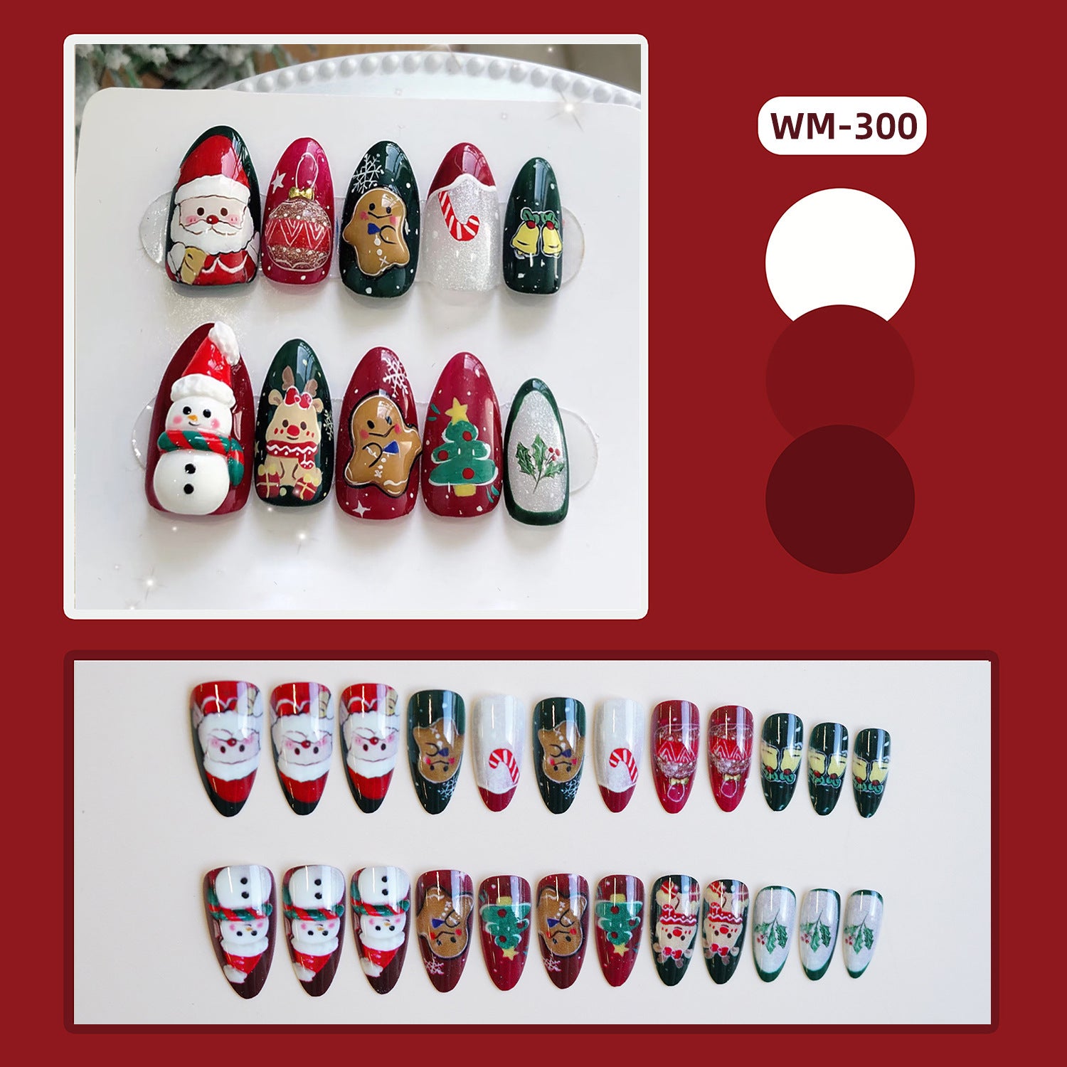 Wholesale 24 Pieces/ box Christmas  Nails Kits Nail Stickers