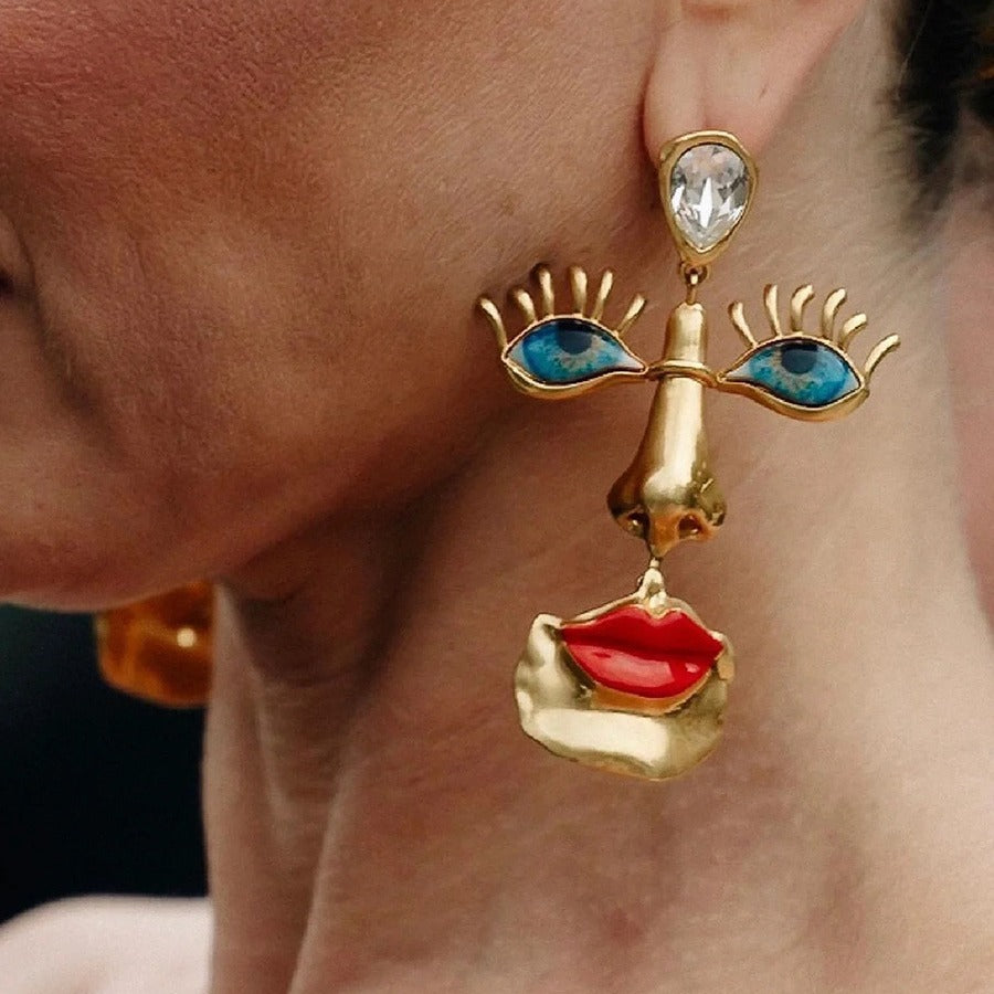 Wholesale  Retro Red Lips Nose Eyes Pendant Necklace