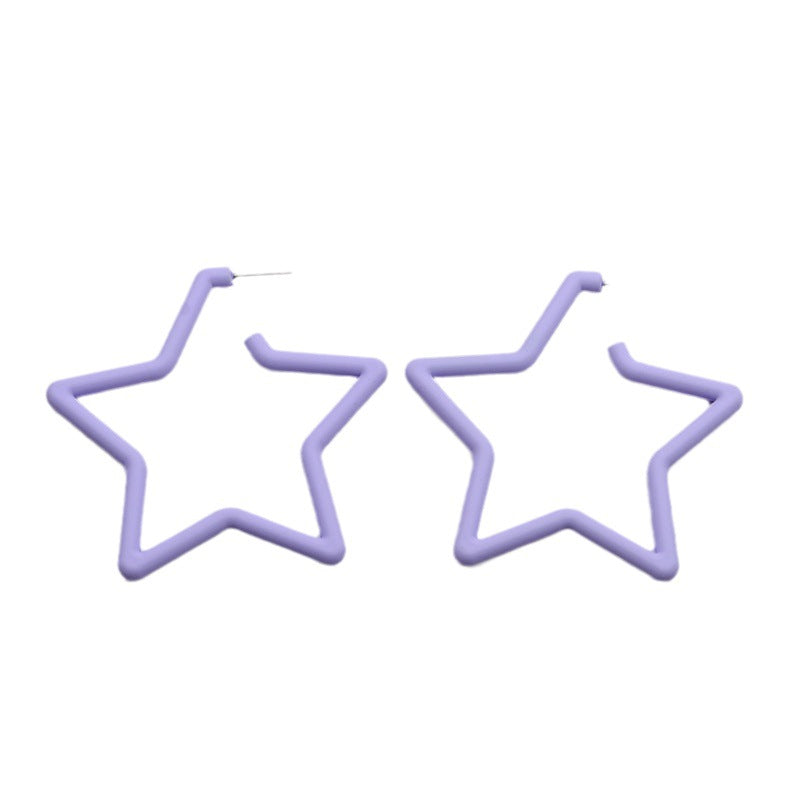 Wholesale  Geometric Five-pointed Star Spray Paint Earrings