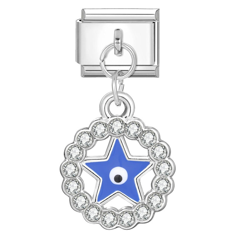 Bracelet de charme italien en gros 9 mm DIY Esplicing Blue Eyes Bracelet composable en acier inoxydable