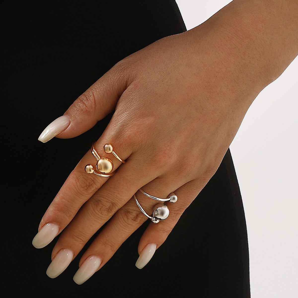 Wholesale Double-Layer Design Large and Small Ball Arm Ring Simple   Adjustable Hand