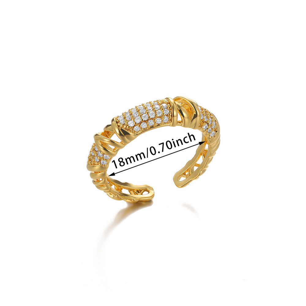 Wholesale Copper ring with zircon-encrusted heart and evil eye design