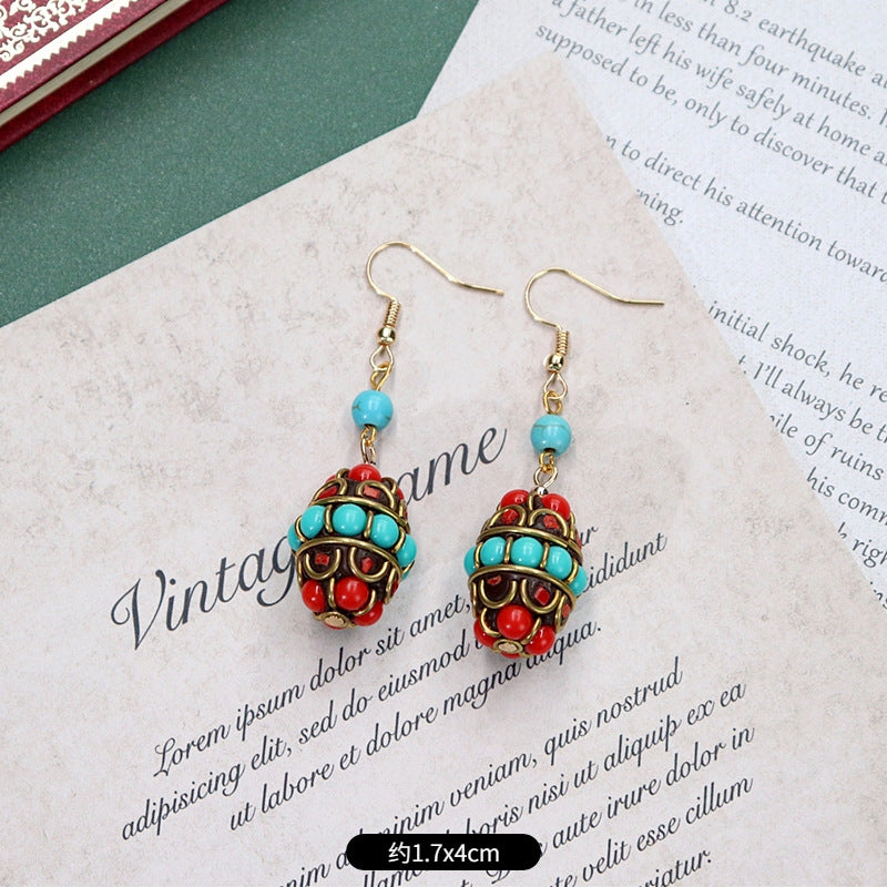 Wholesale Retro Nepal Style Handmade Dangle Earrings,  Trendy Fashion Accessory for Party or Everyday Wear