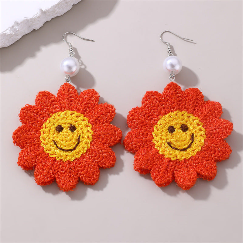 Wholesale Smiley Sunflower Cartoon Earrings