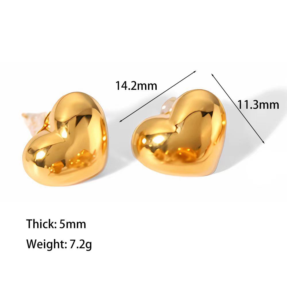Wholesale Love Stainless Steel Earrings Heart Shaped 18k Gold Plated Earrings Ear Studs ACC-ES-LiQuan005