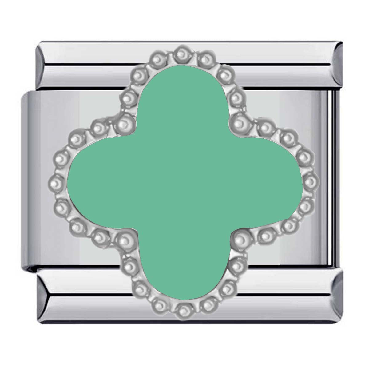 Wholesale Italian Charm Four-leaf Clover Titanium Steel  Matching ing DIY Charms