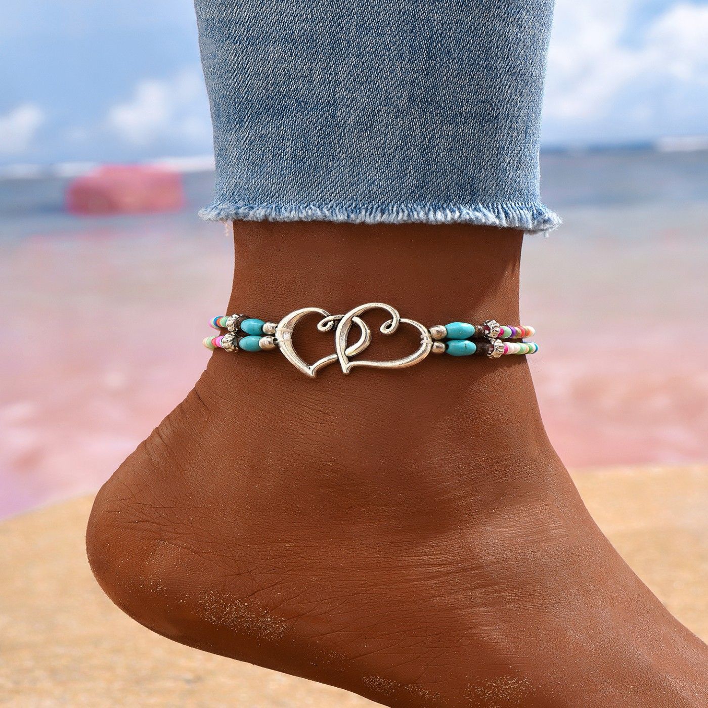 Wholesale  Bohemian Beach Holiday Style Double-layer Bead Shacklet Foot Jewelry