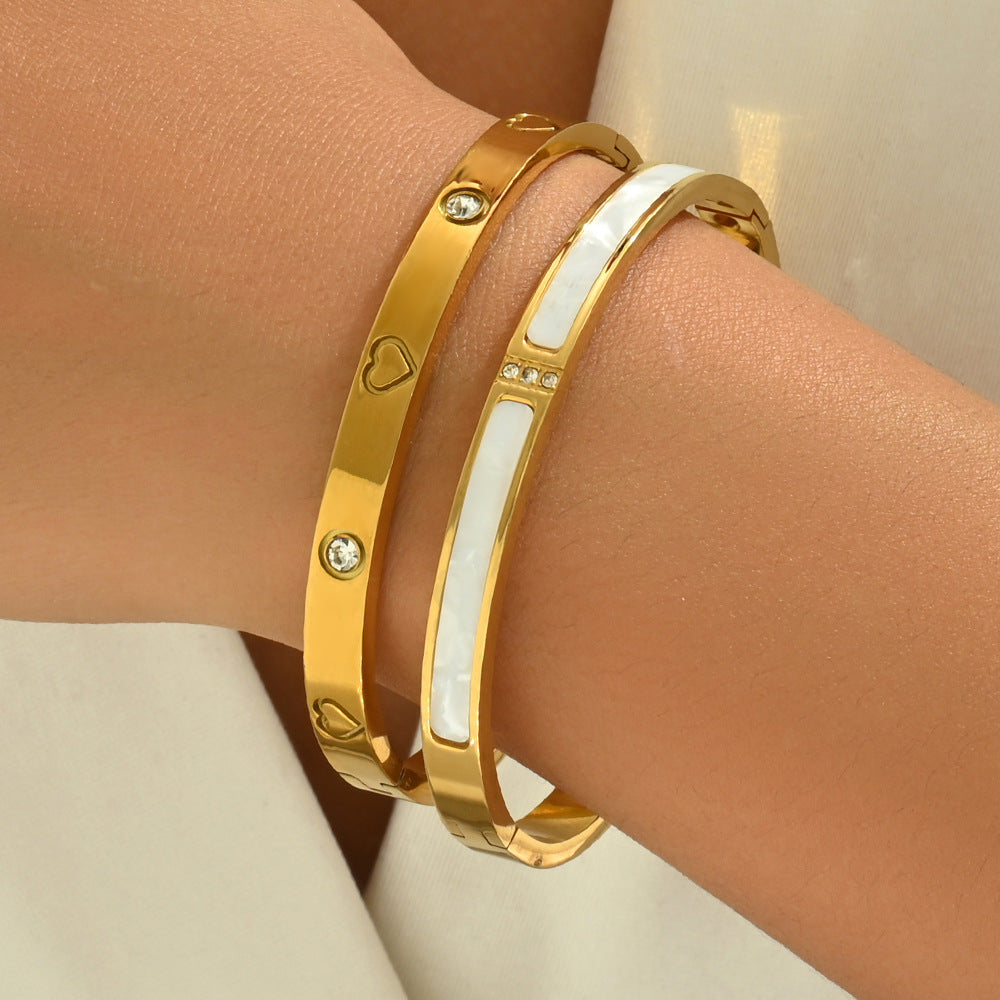 Wholesale Electroplated Titanium Steel 2 Piece Bracelet Set