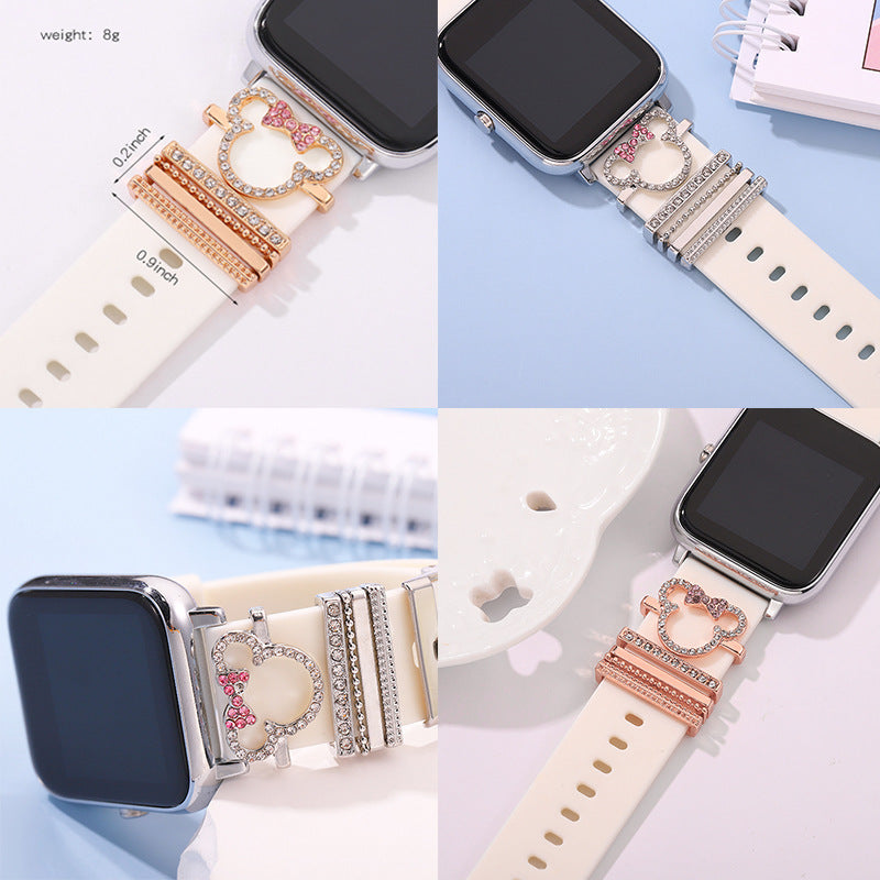 Wholesale The New  Diamond-Encrusted Five-Piece Set Is Suitable for Huawei and Apple Watch Straps,  Alloy Decorative Rings,  and Is Available for Dropshipping