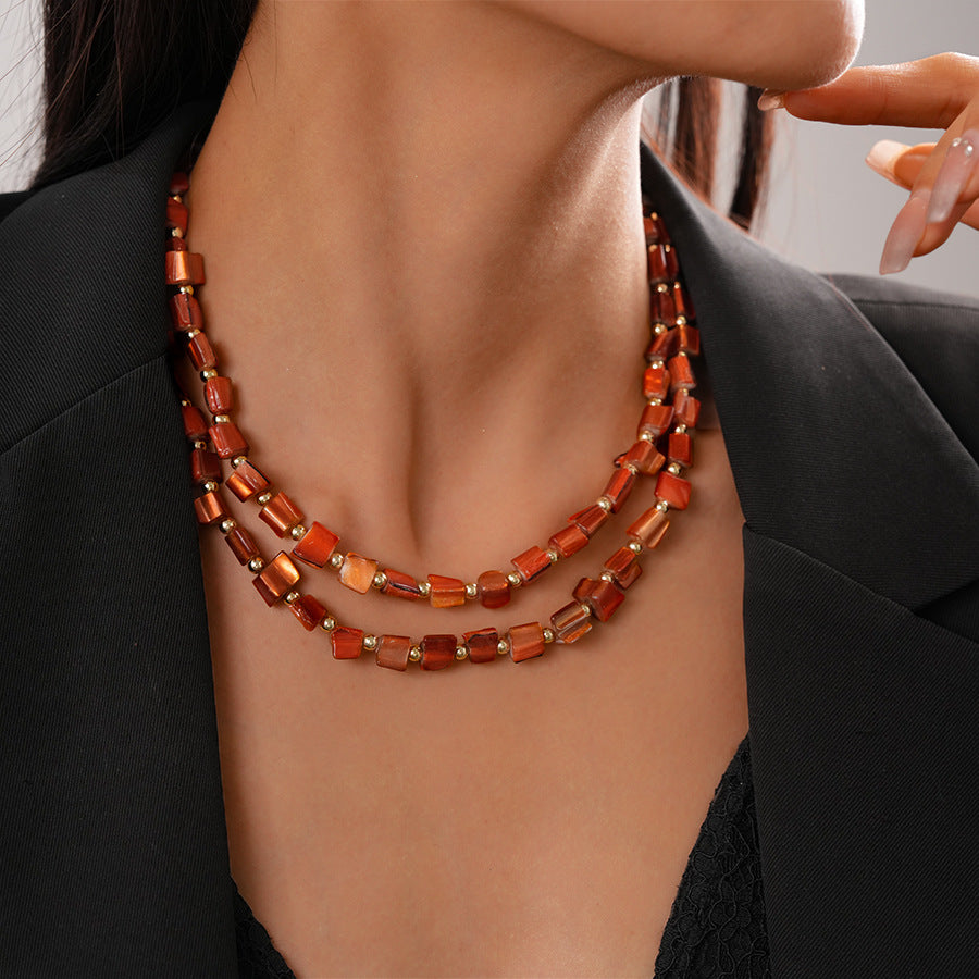 Wholesale Irregular Shell Bead Clavicle Necklace,  Resort Style Geometric Handmade Jewelry Accessory for Women