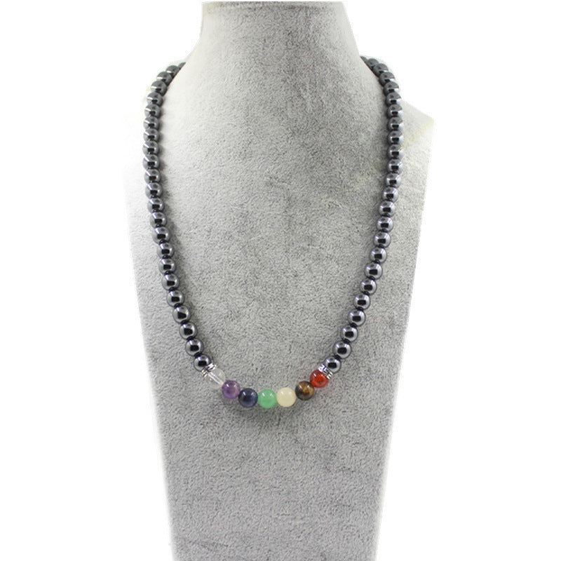 Wholesale 8mm colorful natural stone  volcanic stone beads colorful chain
