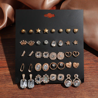 Wholesale All-match white stone earring set