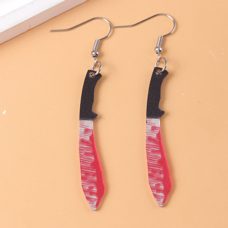 Wholesale  Personality Blooded Pliers Knife Acrylic Earrings