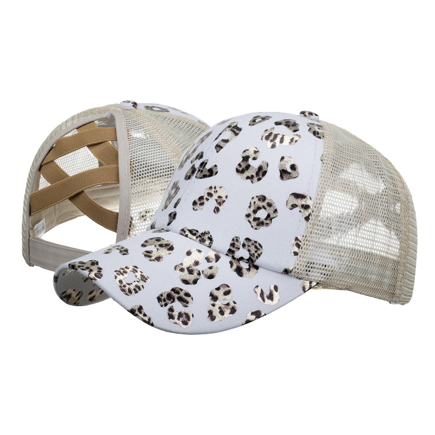 Wholesale Dog Print Cross Ponytail Baseball Cap Hat ACC-HT-ZhongMei004