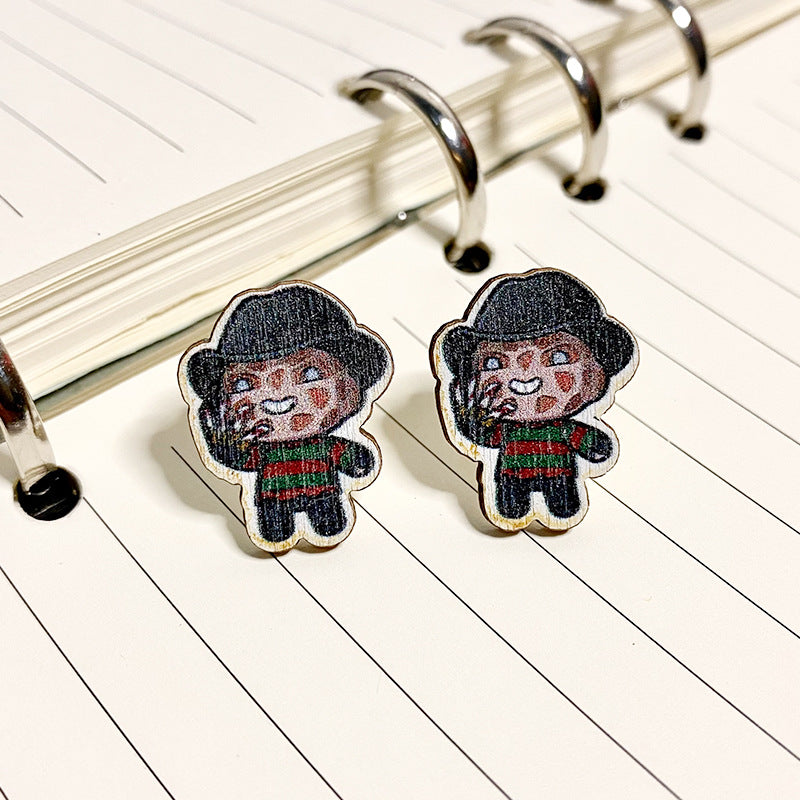 Wholesale Halloween Horror Wooden Earrings ACCVIP-ES-XinChuan002