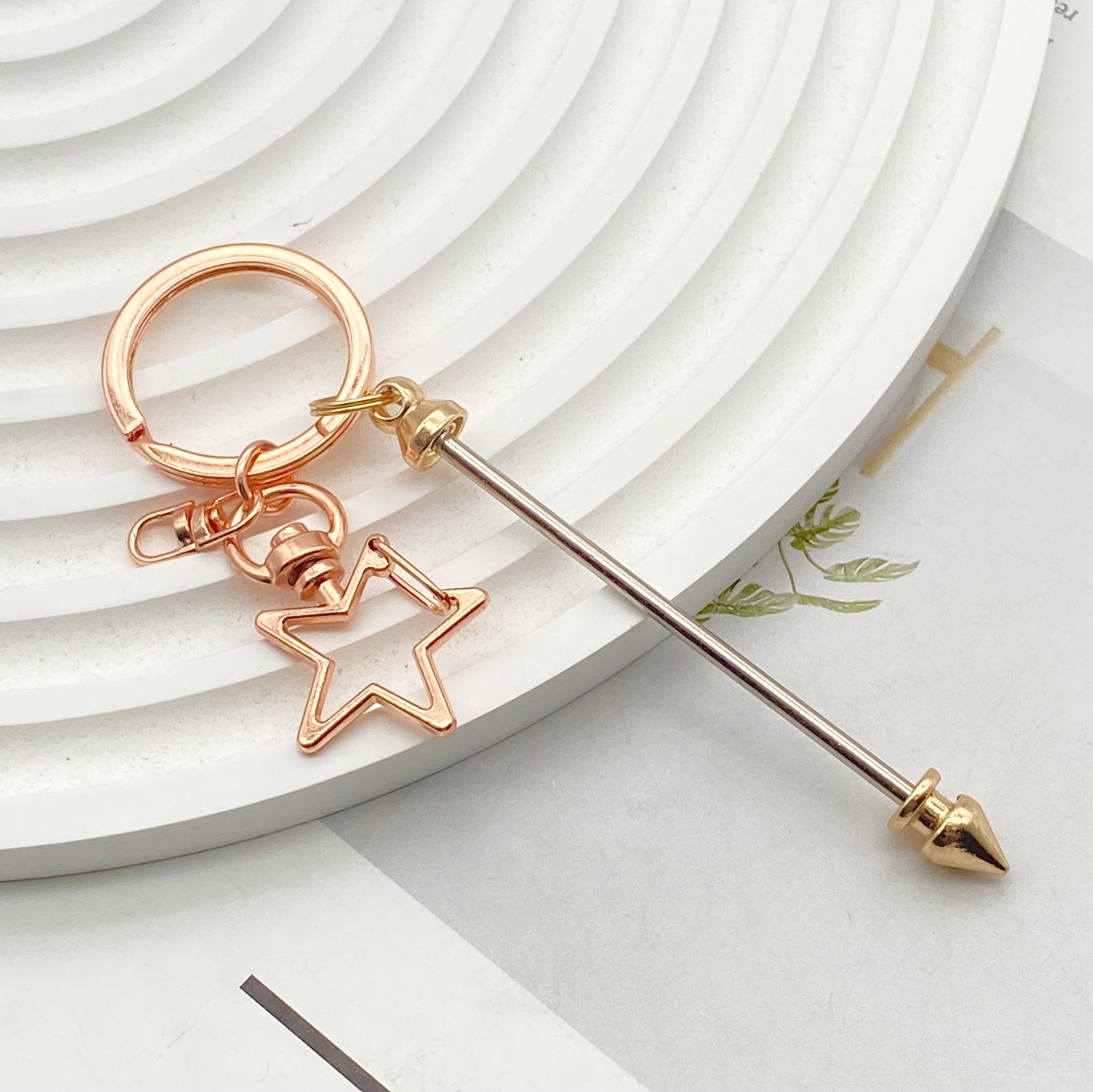 Wholesale  Metal Creative Star Heart beadable Keychain