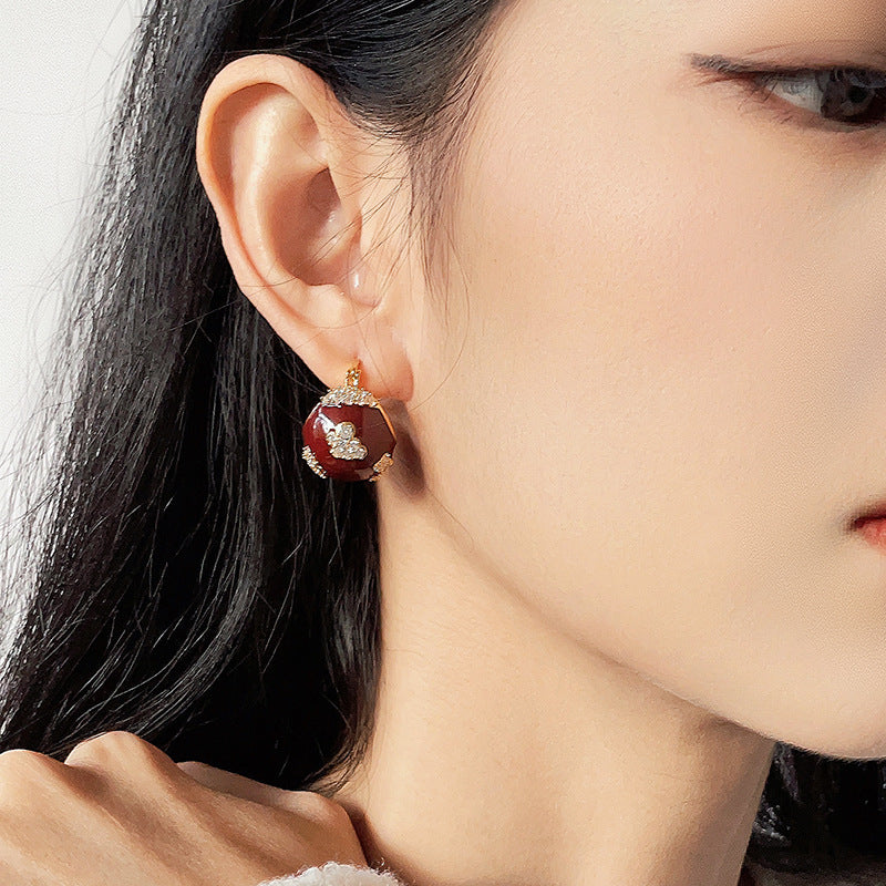 Wholesale red enamel drop oil basket ear buckle  earrings