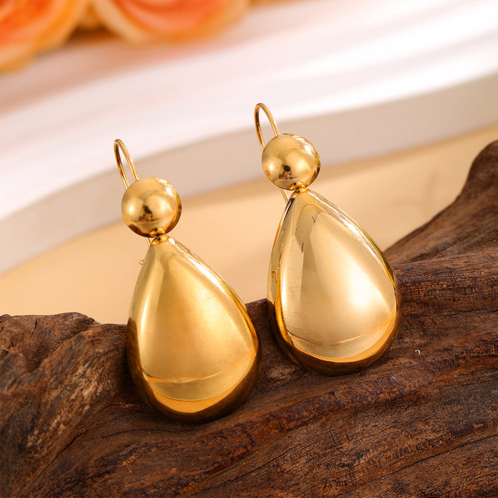 Wholesale Retro Light Luxury Water Drop Stainless Steel Earrings