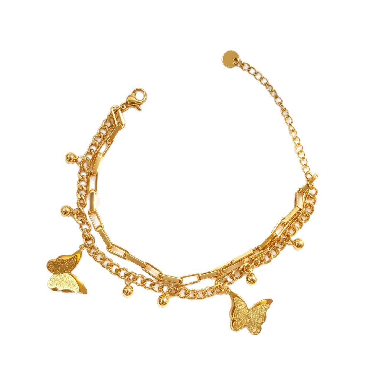 Wholesale Butterfly Matte Titanium Steel Double Layer Chain Bracelet With Gold Beads Women S Jewelry Accessory For Everyday Wear And Boutique Resale