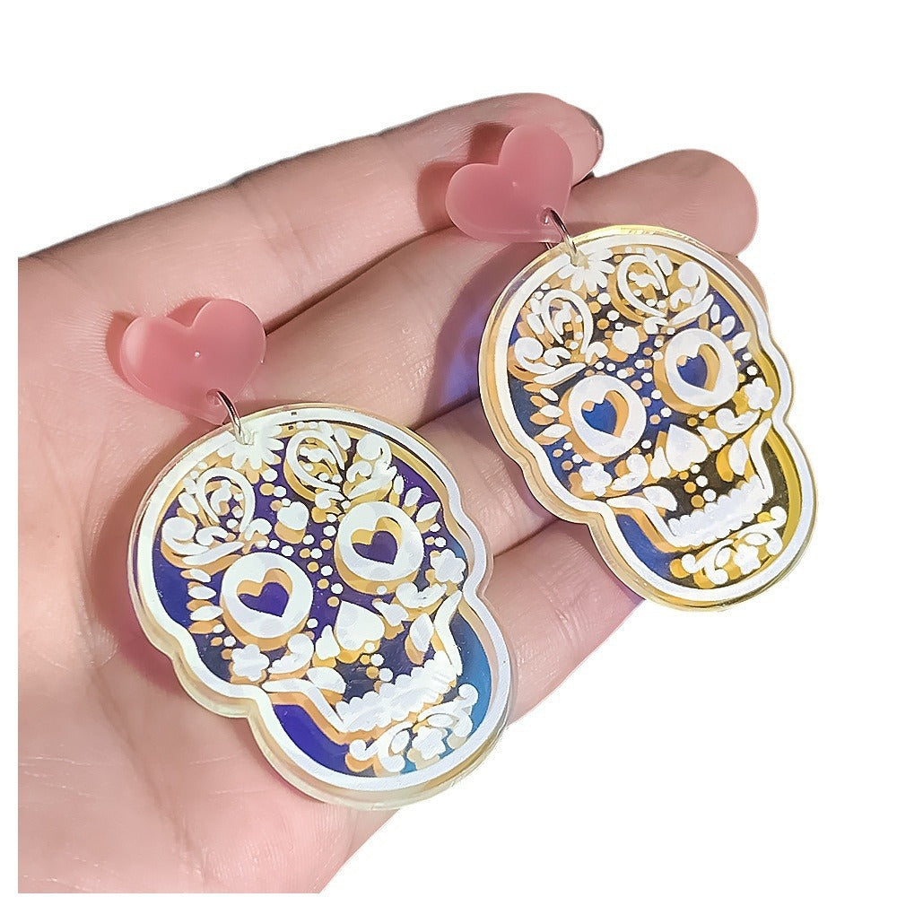 Wholesale  Colorful Skull Ghost Face Horror Ghost Undead Acrylic  Earrings