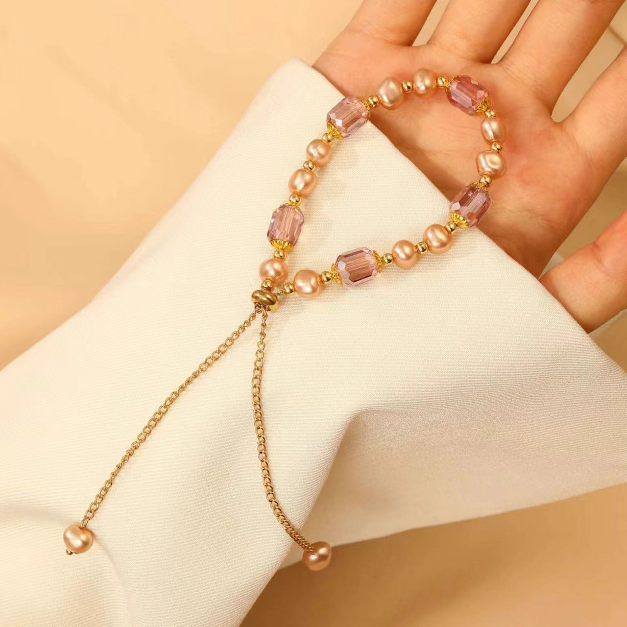 Wholesale Handmade Baroque Imitation Pearl Bracelet Yellow Pearl Fashion Jewelry Accessory