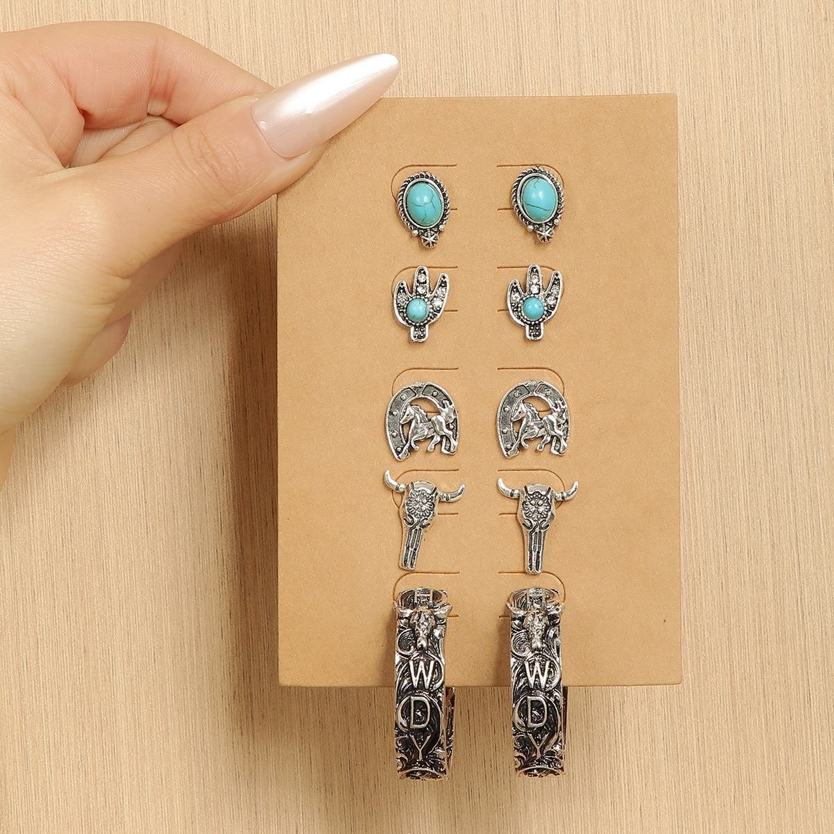 Wholesale turquoise vintage suit cow's head horse boots horse  earrings