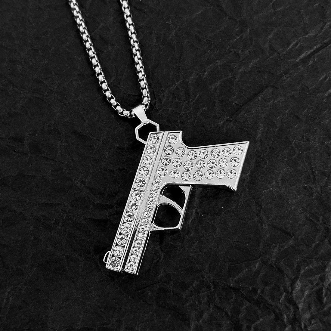 Wholesale Alloy Pistol Necklace for Men Trendy Fashion Accessory Hip Hop Gift