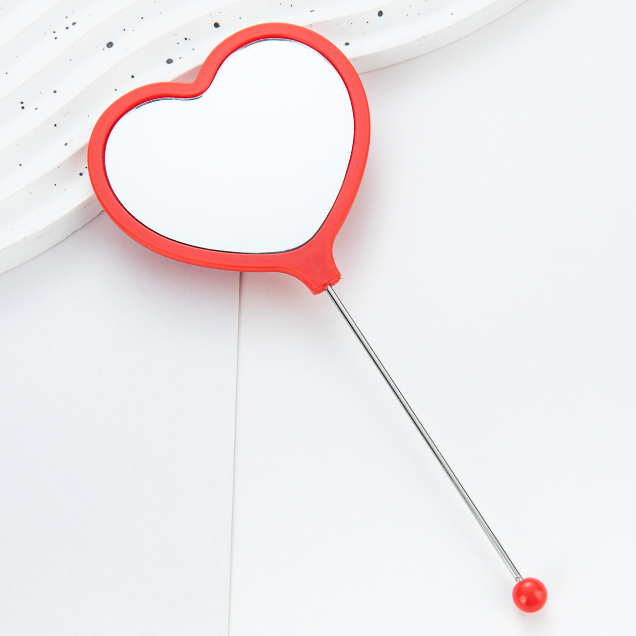 Wholesale New DIY Beaded Handle Mirror Handheld Makeup Mirror Portable Single Dressing Mirror Plastic Love Makeup Mirror