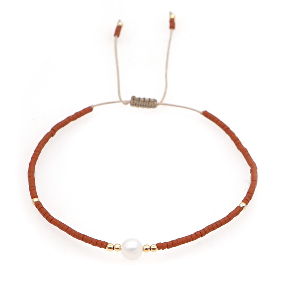 Bracelet de perles d'or des perles de riz en gros tissées à la main