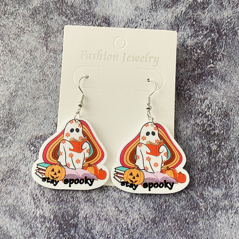 Wholesale Halloween Book Ghost Acrylic Earrings