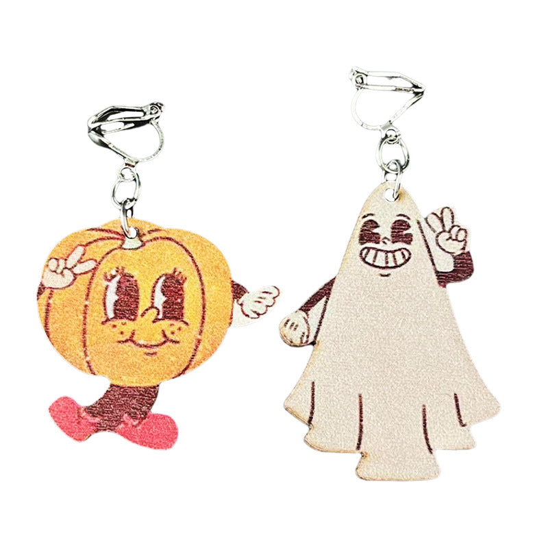 Wholesale 2 pairs/pack Thanksgiving Series Cartoon Wooden Retro Earrings