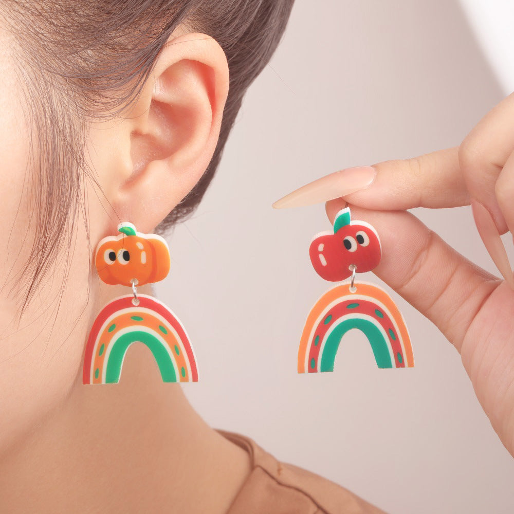 Wholesale  acrylic earrings personality Thanksgiving pumpkin pie earrings