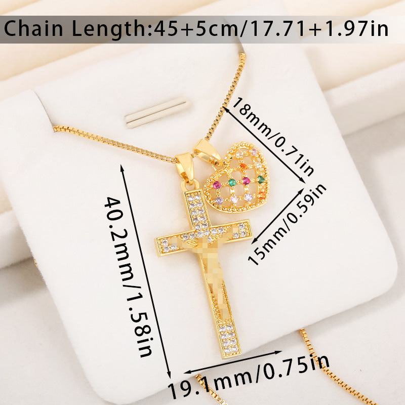 Wholesale Vintage Double Pendant Layering Necklace,  Copper Zircon Gold Plated,  Fashion Jewelry Accessory for Everyday Wear