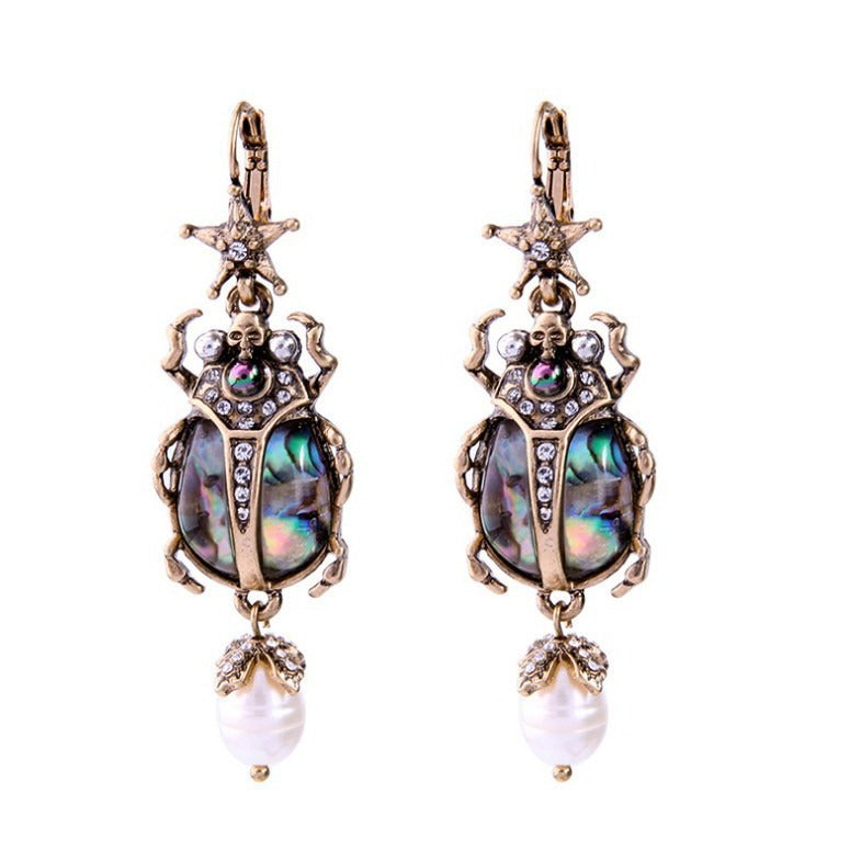 Wholesale Bohemian Shell Beetle Stud Earrings Pearl Ladybug Design Fashion Jewelry Gift