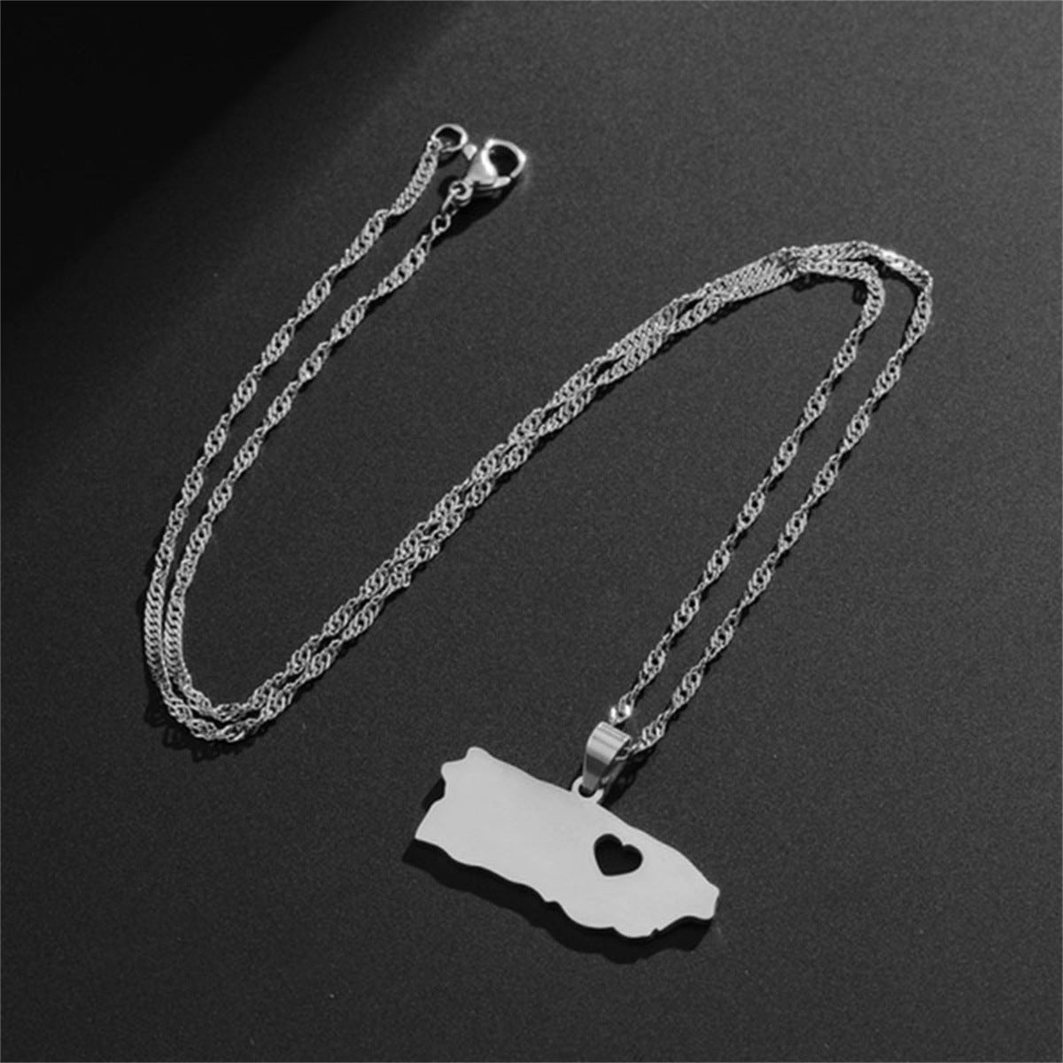Wholesale  Puerto Rico stainless steel map necklace