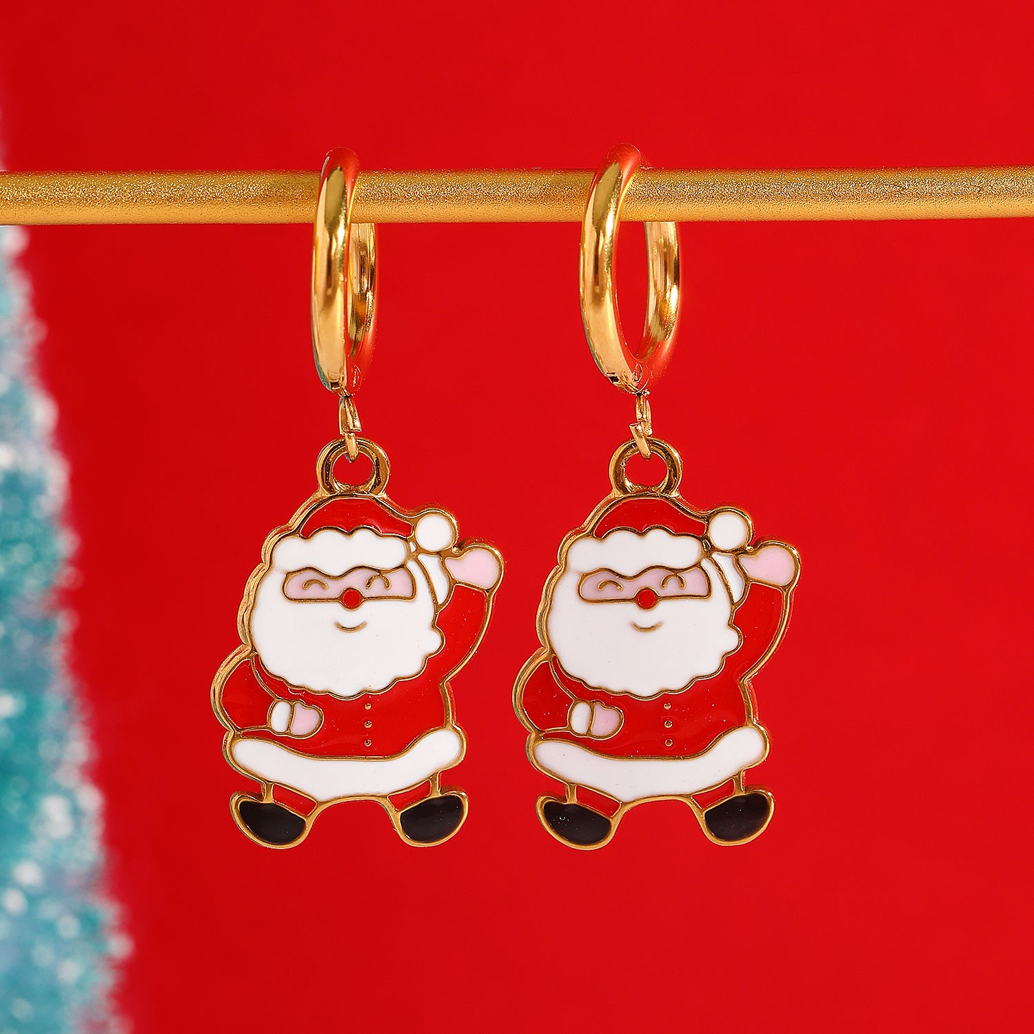 Wholesale Christmas Snowflake Earrings Stainless Steel Electroplated Jewelry Accessory for Gift and Boutique Resale