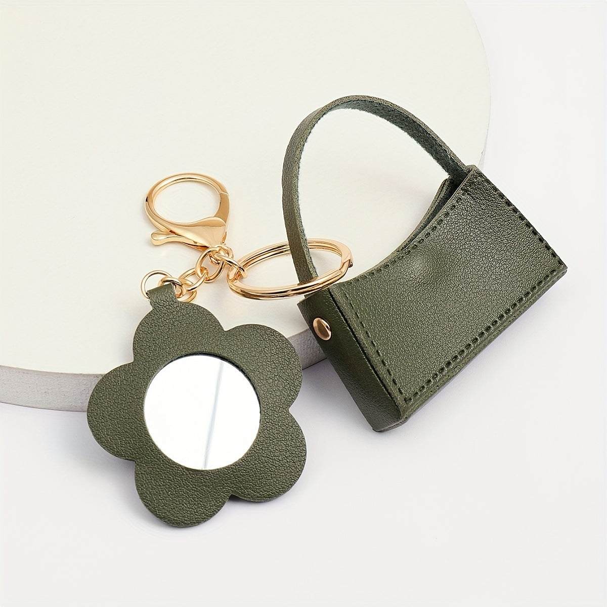 Wholesale Flower Mirror Small Curved Bag PU Leather Keychains ACC-KC-XTZ006