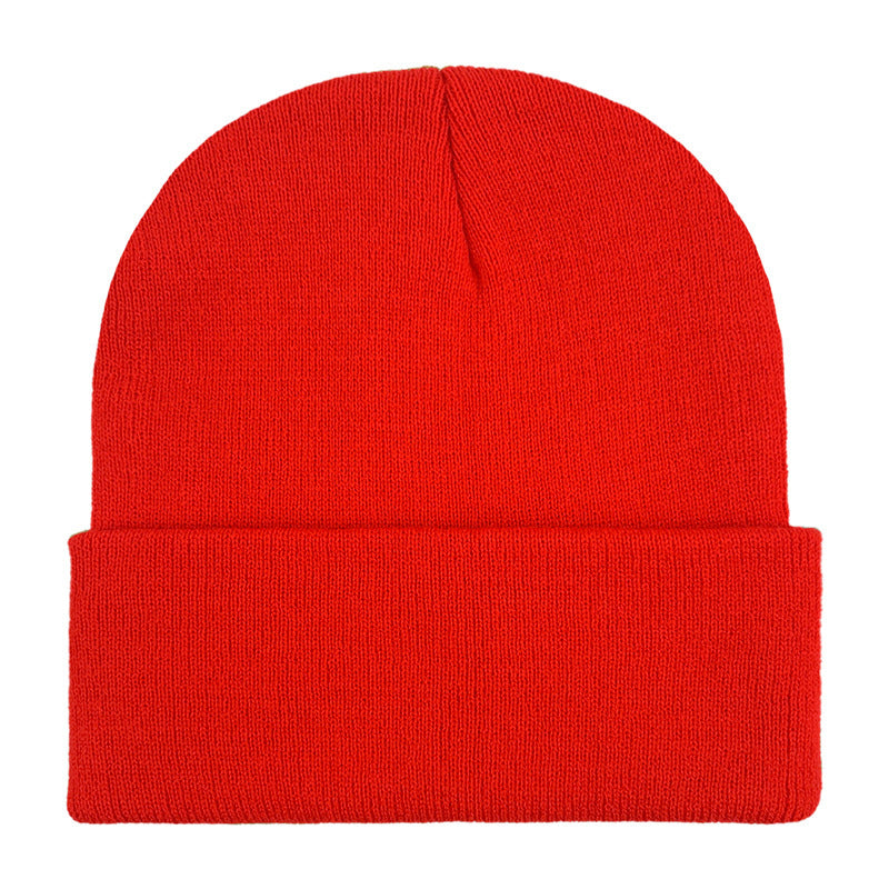 Wholesale Solid color knitted hat,  smooth plate cold hat curled brim Hat
