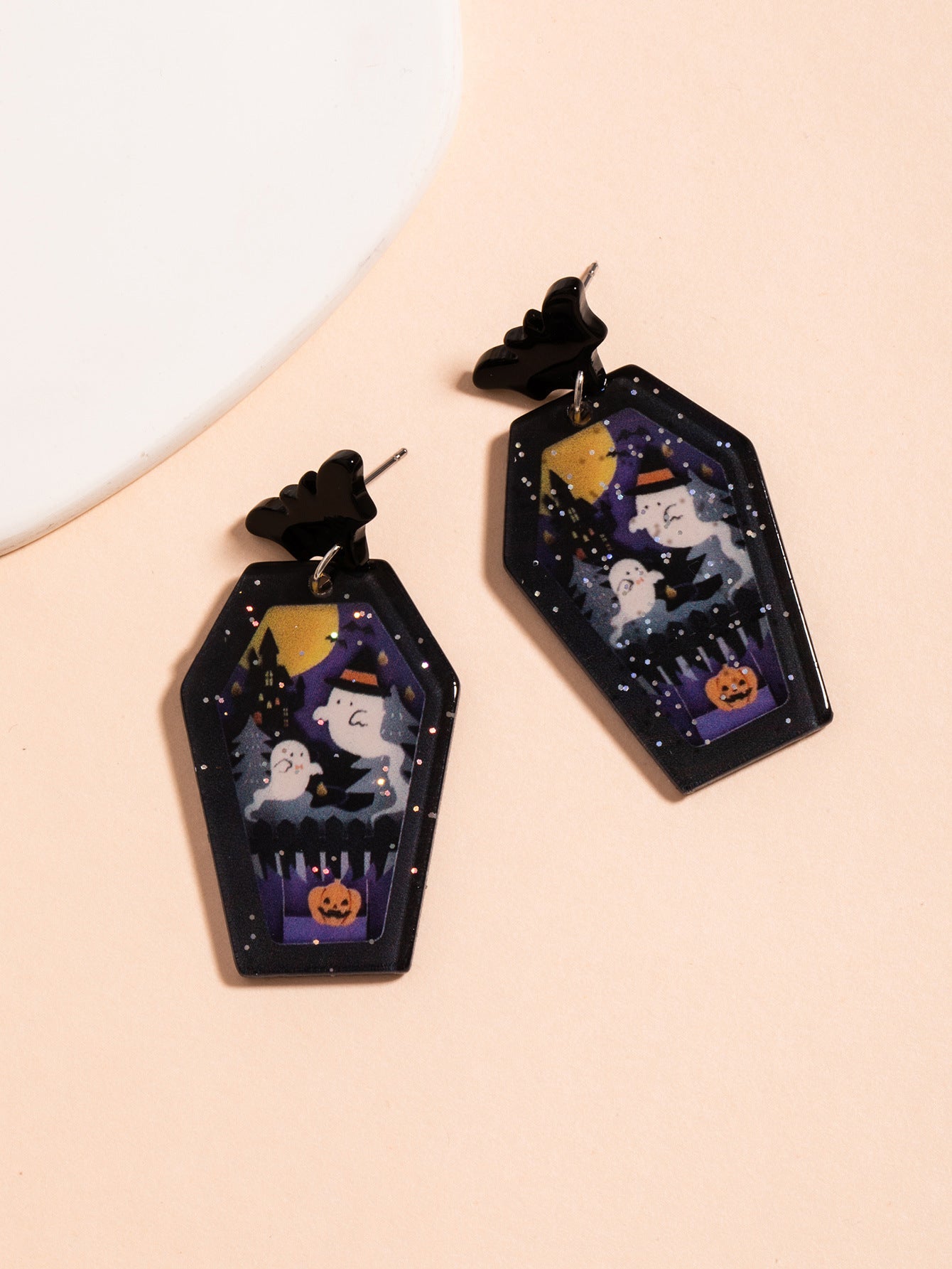 Wholesale Acrylic Cute  Funny Horror Ghost Bat Earrings