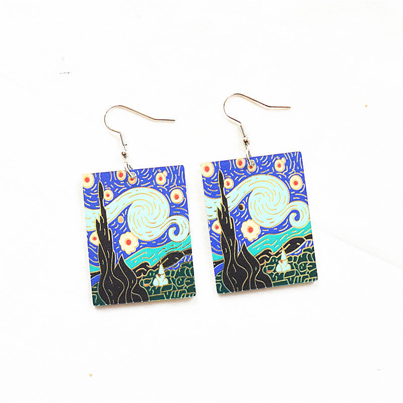 Wholesale Starry Sky Painting Element Earrings Acrylic Earrings ACC-ES-XN012