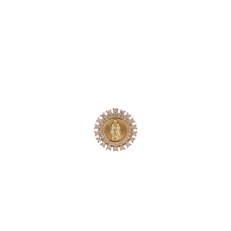 Wholesale Copper Inlaid Zircon Virgin Mary Necklace Fashion Jewelry for Women