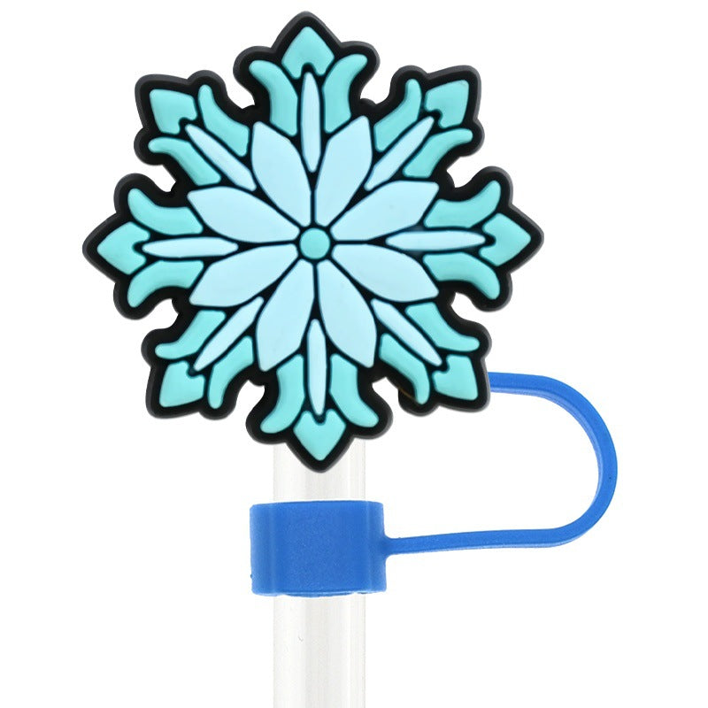 Wholesale Random 100pcs Cute Ice and Snow Series 10mm PVC Soft Straw Tube Cap  ACC-SCR-RYY109