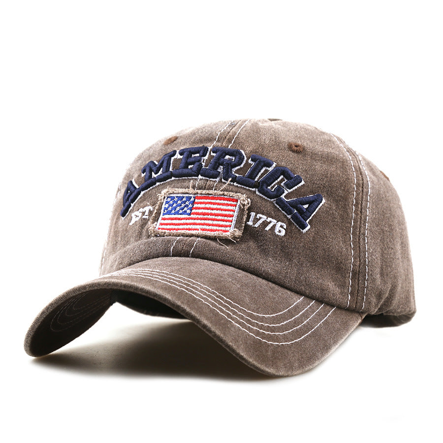 Wholesale Trendy American Flag Embroidered Baseball Cap,  Solid Black Unisex Sun Protection Hat,  Fashion Boutique Resale Gift