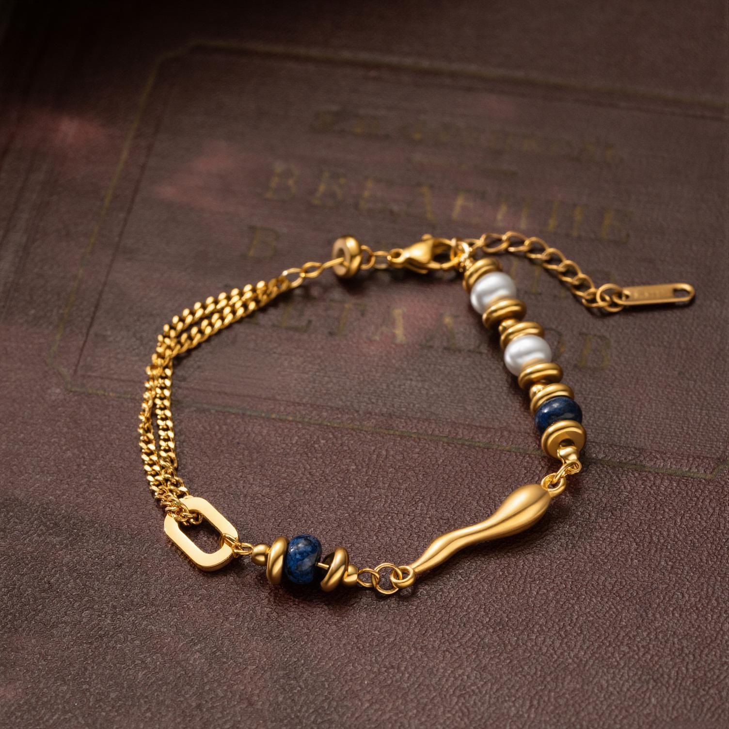 Wholesale Geometric Bead Bracelet Stainless Steel Gold Plated Unisex Gift Everyday Wear