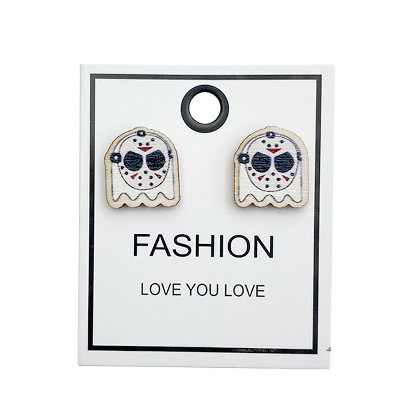 Wholesale Halloween wooden stud earrings