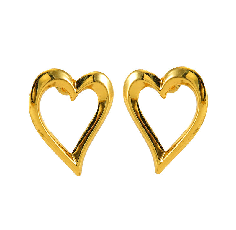 Wholesale 18K Plated Hollow Love Earrings Vintage Metal Heart-shaped Earrings Stainless Steel Earrings ACC-ES-ZhongYao011