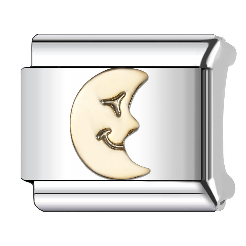 Wholesale Italian Charm Bracelet 9mm DIY Splicing Gold Chess Series Stainless Steel Composable Bracelet