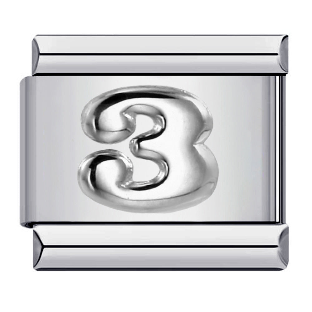 Wholesale Italian Charm Bracelet 9mm DIY Splicing Removable Arabic Numerals Stainless Steel Composable Bracelet