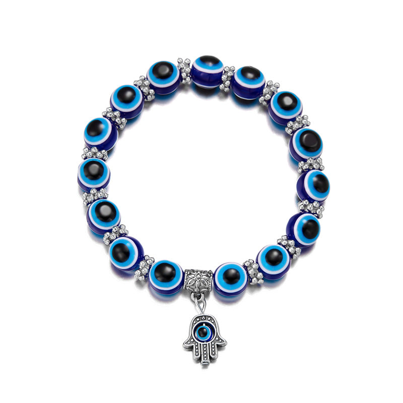 Wholesale Cross-border new bohemian style fashion creative Palm eyes Devil' s Eye Elastic beaded bracelet couple style