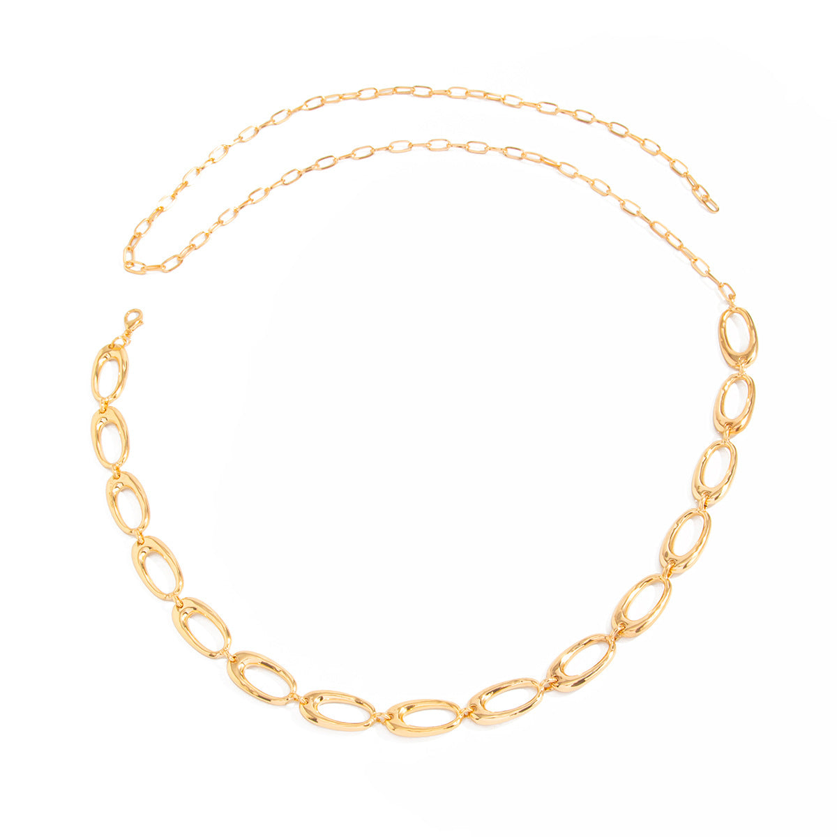 Wholesale metal hollow oval spliced waist chain